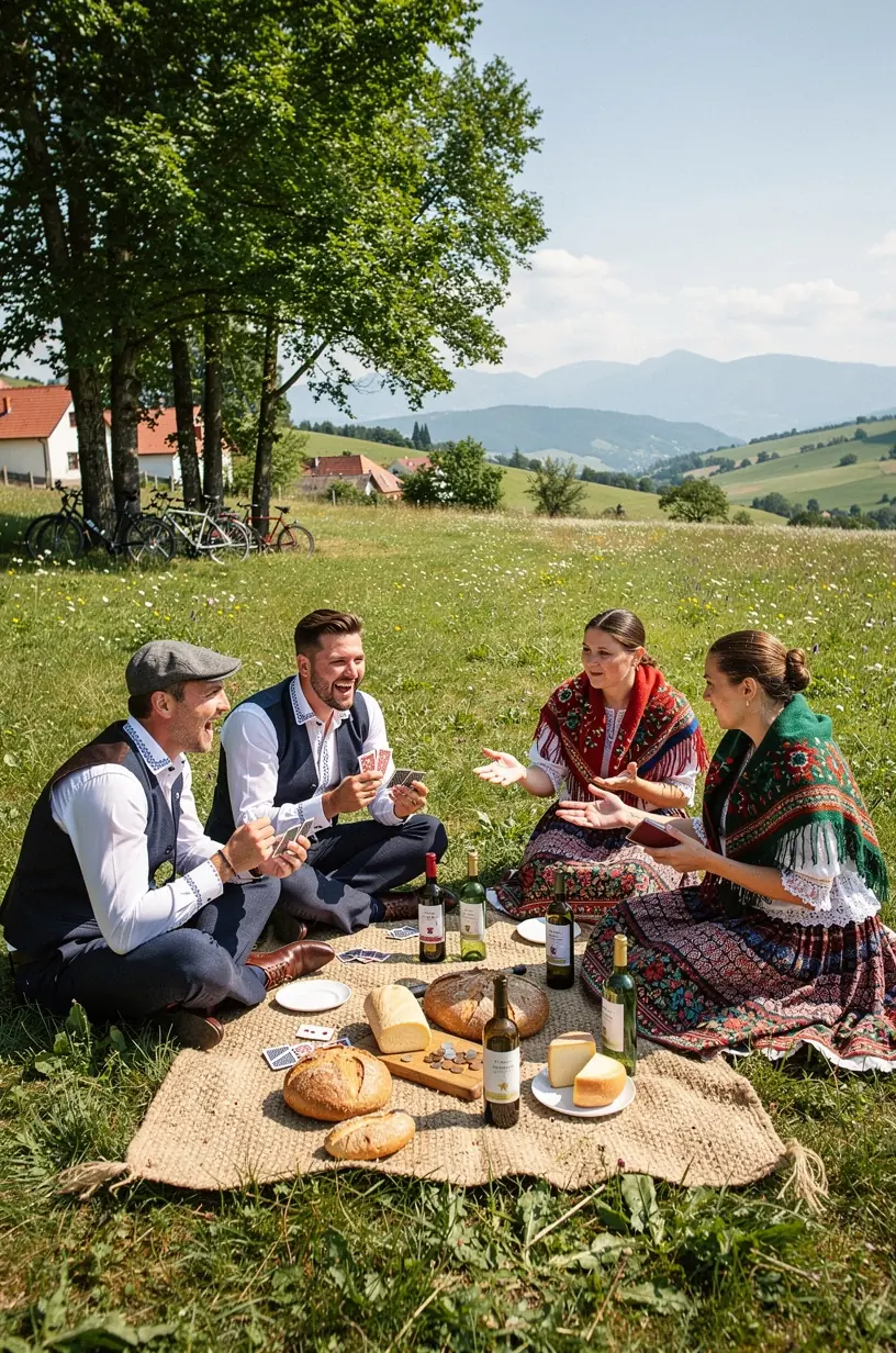 Pohľad na rozkvitnuté horské lúky s divokými kvetmi a pasúcimi sa ovečkami.